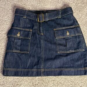 Brooks Brothers Denim Skirt with Gold Embroidery